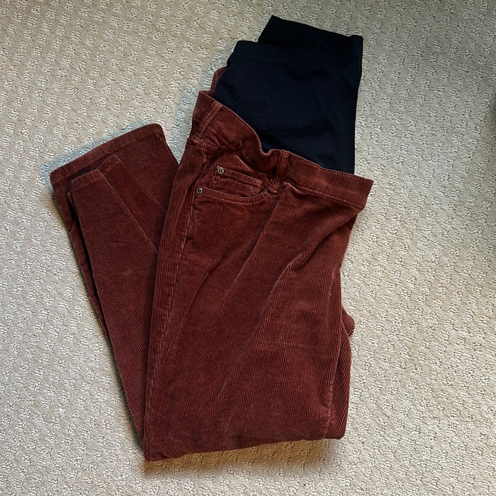 Rust corduroy maternity pants